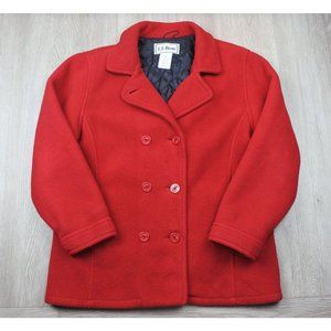 LL Bean Vintage Red Fleece Peacock Teddycoat Sherp